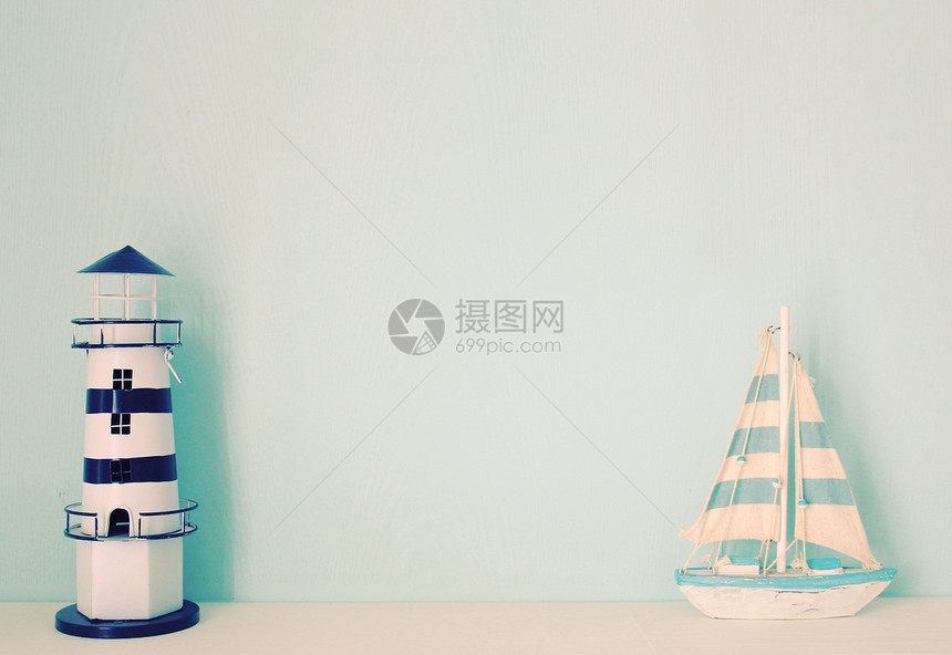 照明灯塔和装饰室内装饰有复式过滤器的船舶模型异国风格娱乐架子假期海军旅游情调装饰品蓝色图片