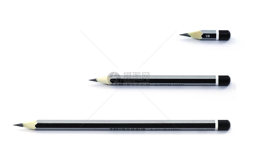 白色背景上孤立的铅笔近距离图像办公室石板爱好材料想像力艺术黑色创造力乐器学校图片