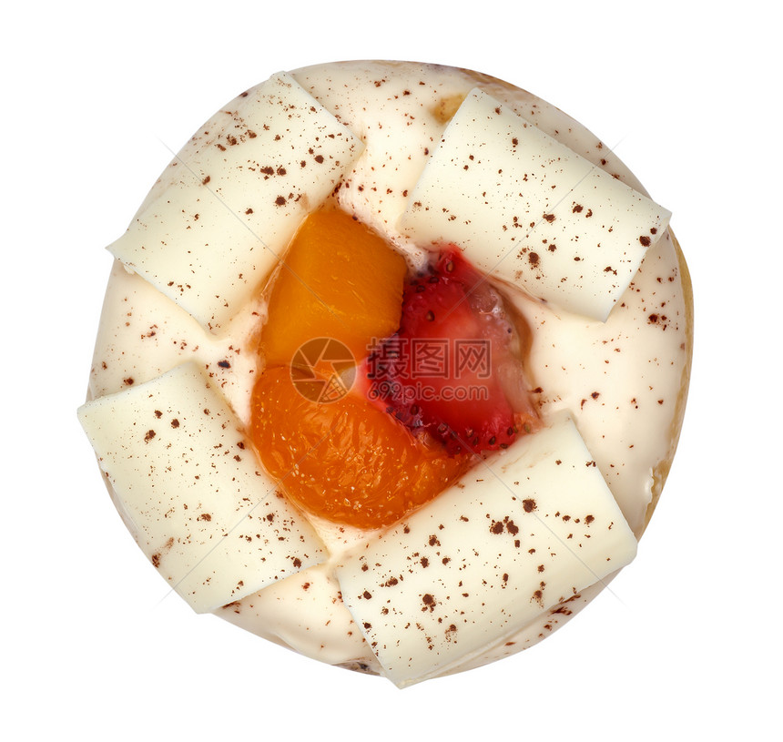 带水果的白巧克力甜甜甜甜甜圈甜点咖啡圆圈圆形食物糕点小雨蛋糕橙子育肥图片