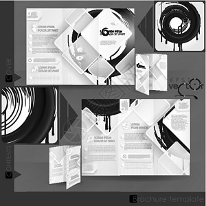 商业宣传手册模板设计黑色传单墨水杂志打印插图白色文档小册子圆形背景图片