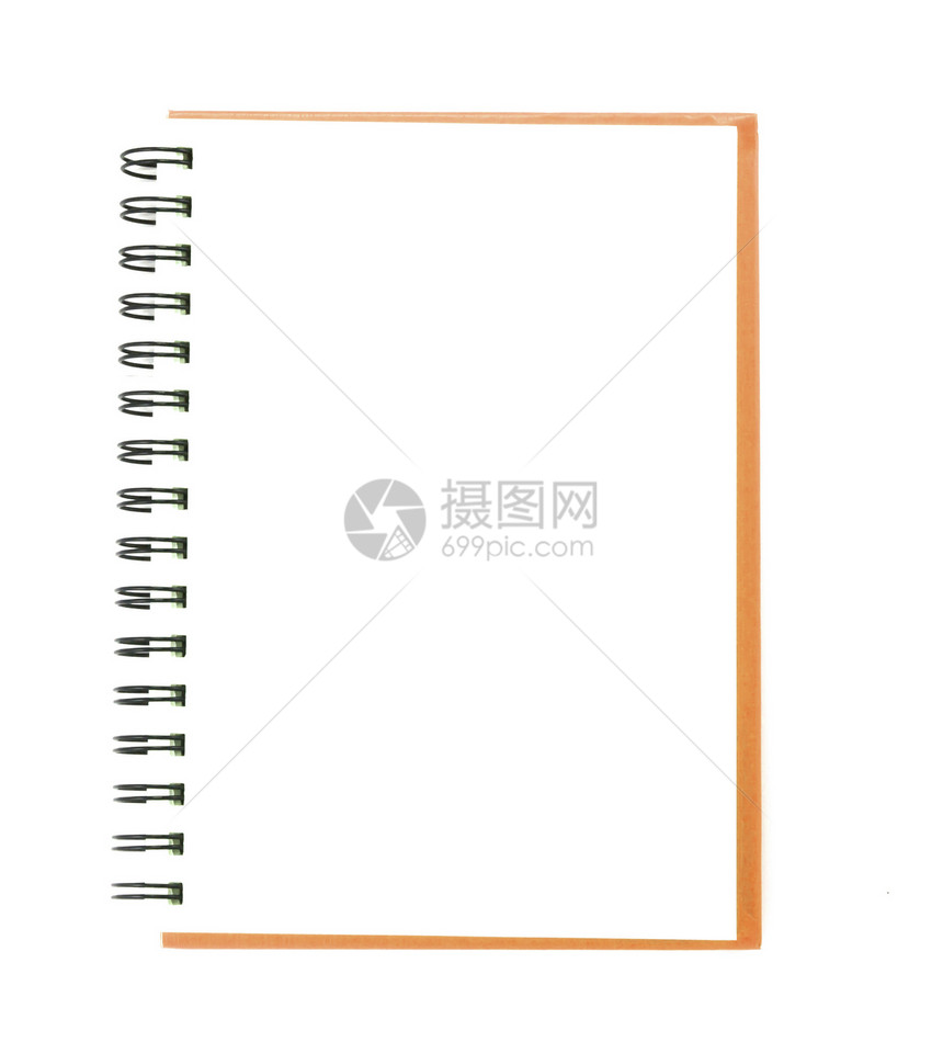 白色的孤立笔记本商业软垫教育卷曲记事本学校螺旋床单书法笔记图片