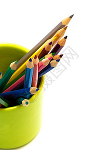 彩色铅笔宏观闲暇艺术生活工具蓝色黏土团体画家乐器背景图片