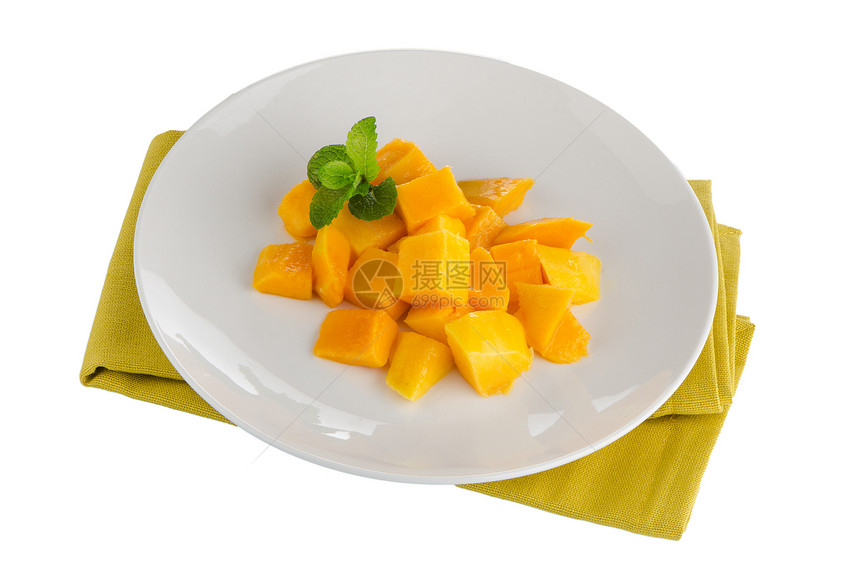 芒果水果盘子甜点黄色饮食美食异国菠萝营养热带味道图片