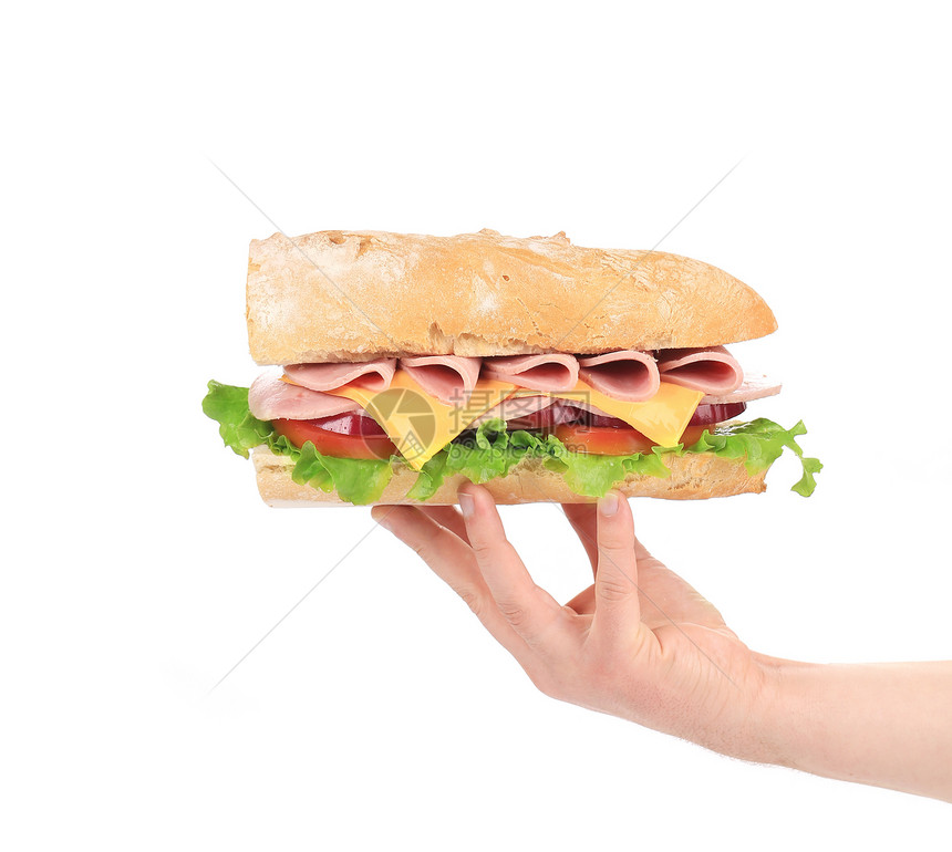 手拿着包面包三明治图片