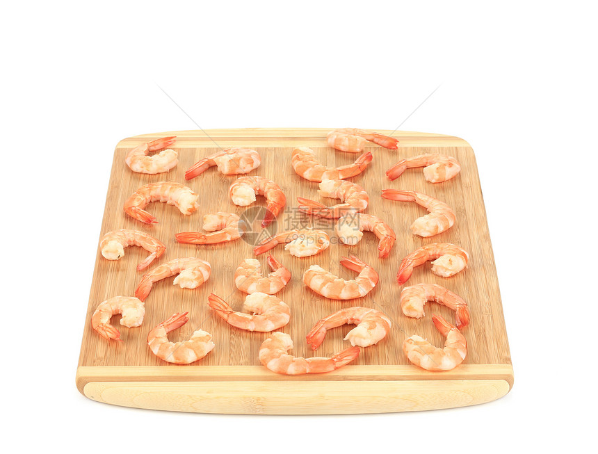 剪切板上有煮虾棕色宏观海鲜饮食木头甲壳动物粉色美食食物图片