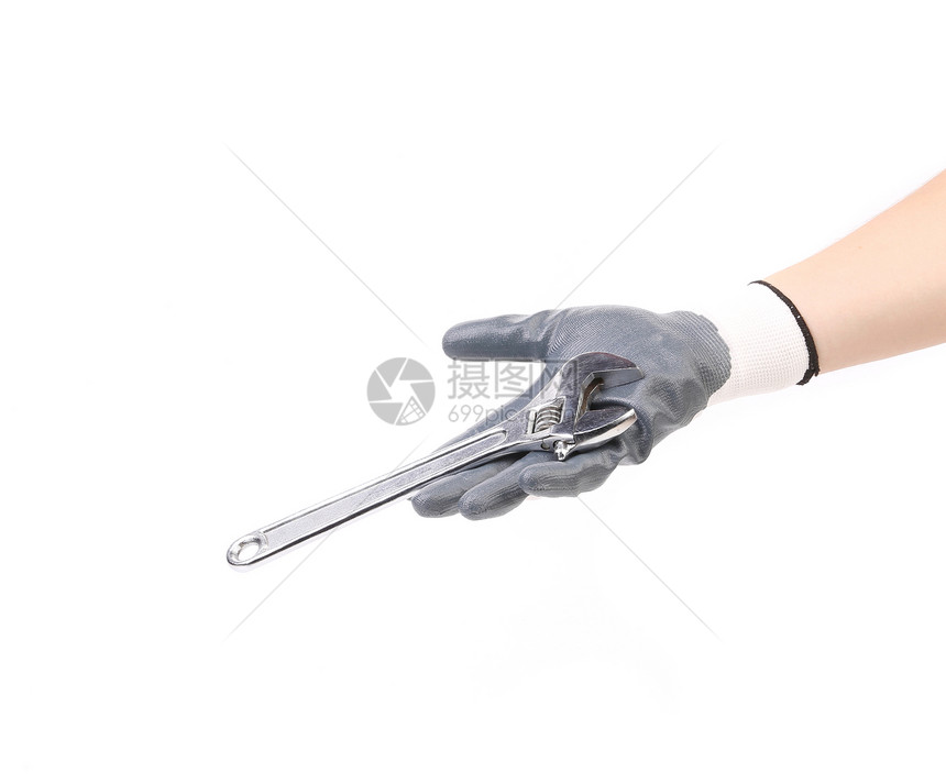 手握扳手修理工工具职业商业维修工人工作合金管道机械图片