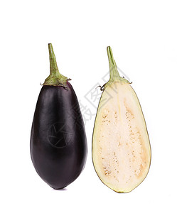 半个茄子生产午餐蔬菜烹饪维生素生态饮食食物正方形紫色背景图片