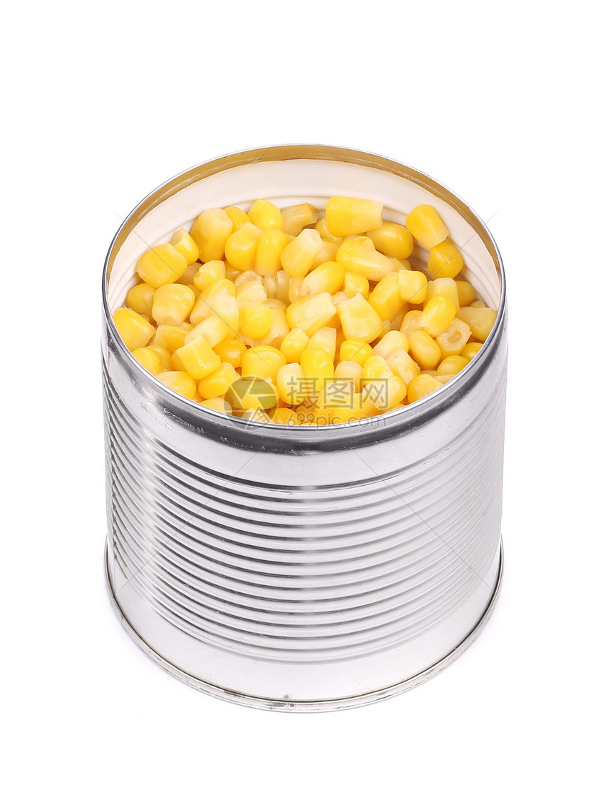 有罐头甜玉米的锡生产谷物白色养护黄色贮存产品食物锡罐营养图片