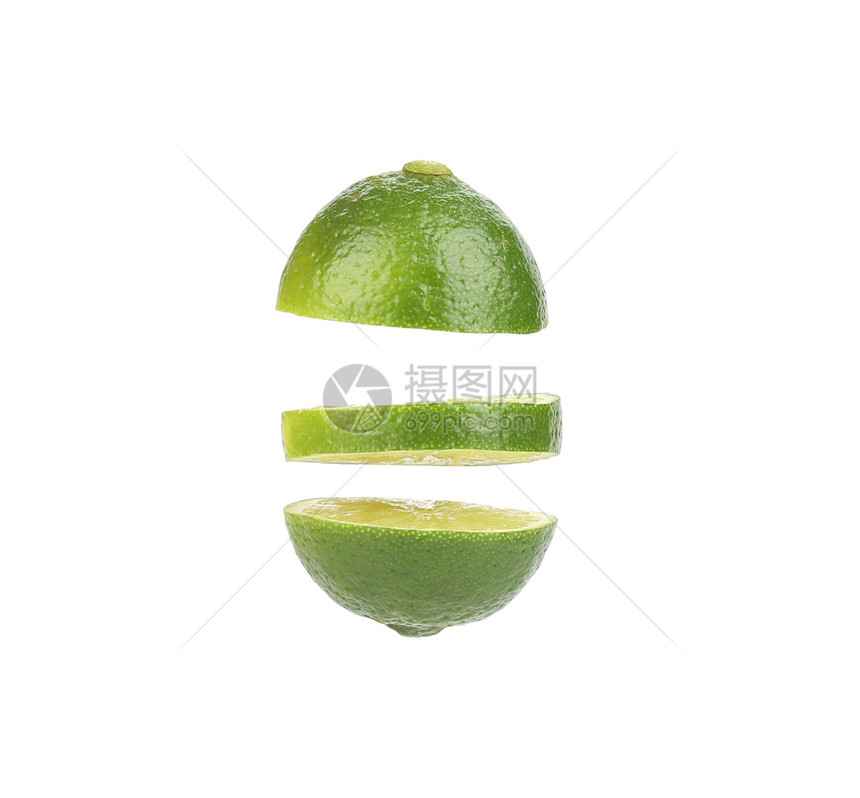 切开石灰果汁绿色饮食圆形食物热带白色活力水果图片