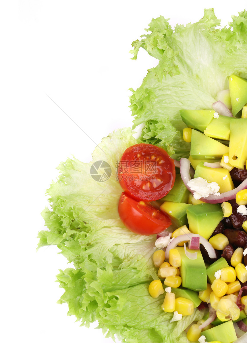 红豆沙拉和奶油奶酪立方体水果豆子美食树叶玉米香气厨房罐头洋葱图片
