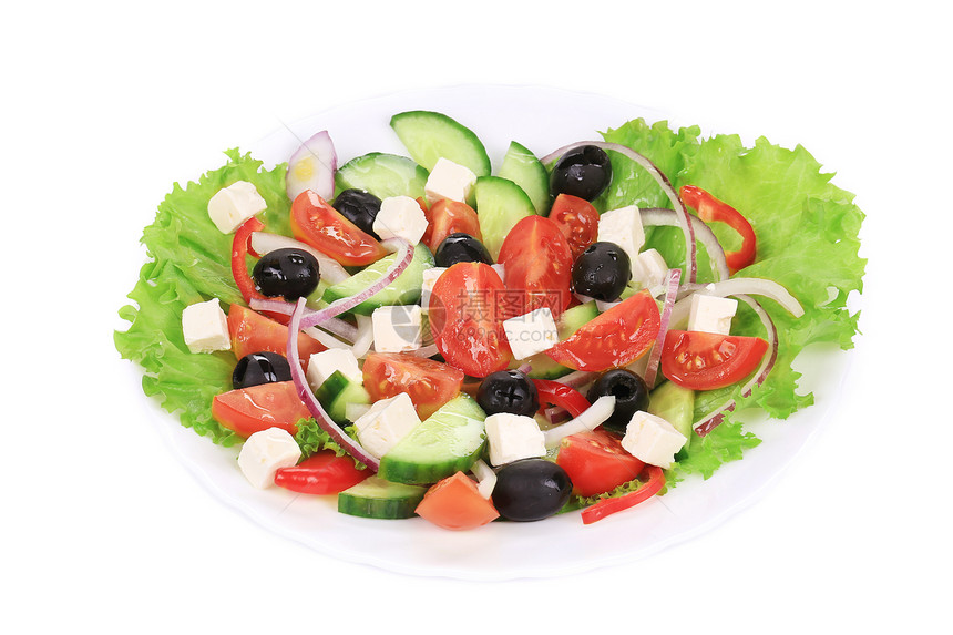希臘沙拉食物饮食草药美食蔬菜洋葱胡椒黄瓜图片