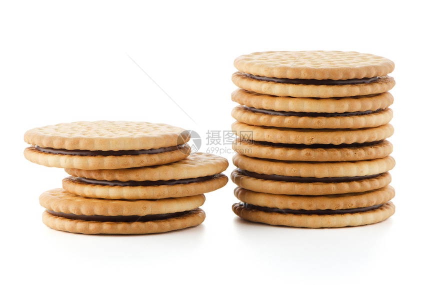 桑威奇饼干和巧克力填充饮食糕点奶油馅饼饼干小吃蛋糕可可营养面包图片