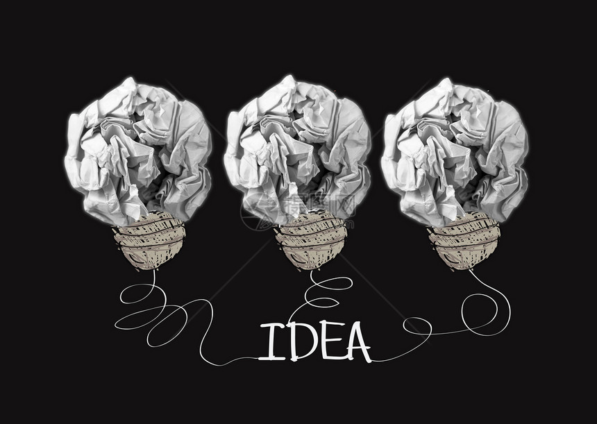 构思概念 纸质灯泡比喻 作为好主意想像力思维解决方案动机水平商业摄影白色草图插图图片