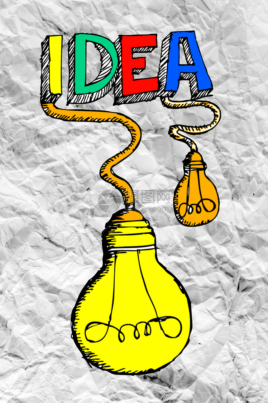 圆包纸上的概念概念概念灯泡头脑技术思维想像力玻璃夹子活力力量创新商业图片