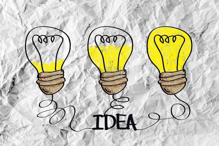 圆包纸上的概念概念概念灯泡想像力创造力头脑科学绘画思维技术风暴环境插图图片