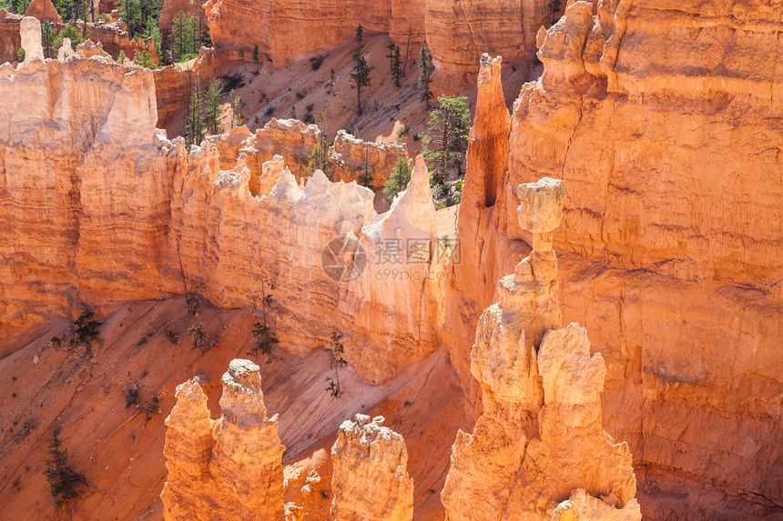 布莱斯峡谷沙漠砂岩红色全景地标荒野吸引力晴天旅游岩石图片