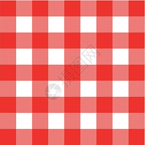 欧陆式早餐矢量环形格子早餐纺织品红色菜单正方形野餐国家白色织物插画