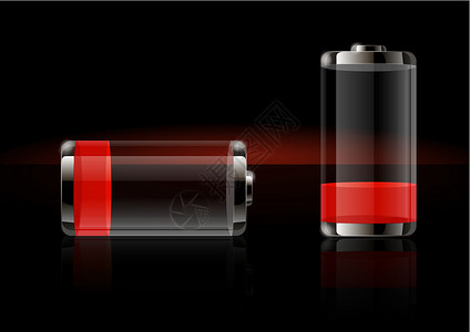 红色资源光滑透明电池图标碱性力量充值资源燃料技术充电器活力红色插图插画