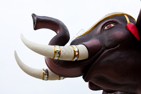 牛壮象健三头象雕像上帝热带地标白色寺庙旅游文化佛塔佛教徒旅行背景