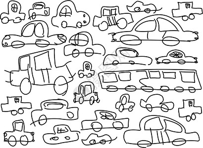 漫画汽车黑色玩具插图公共汽车白色车辆绘画背景图片