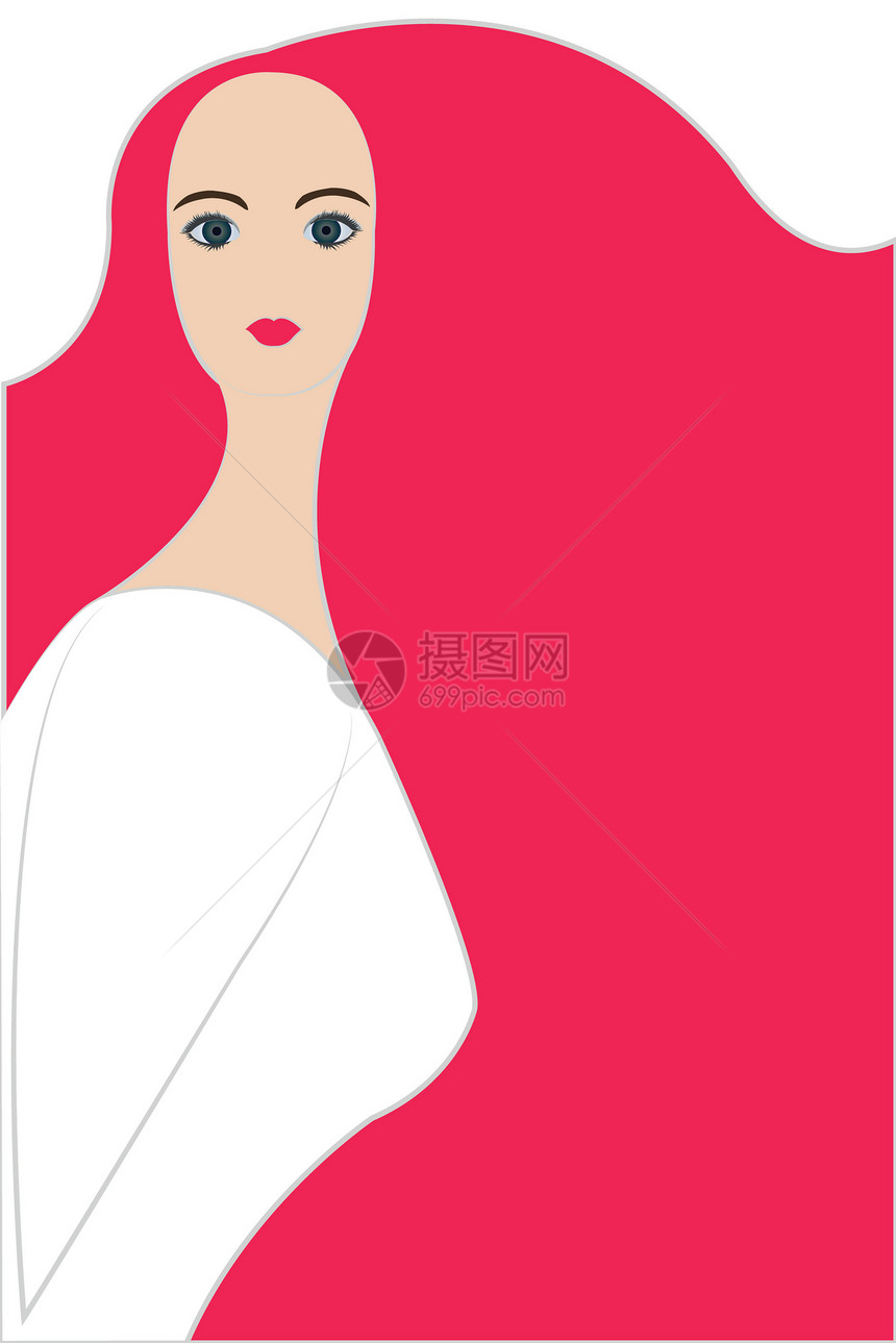 美丽的女士肖像矢量化妆品红色女性少女们理发头发插图嘴唇发型眼睛图片