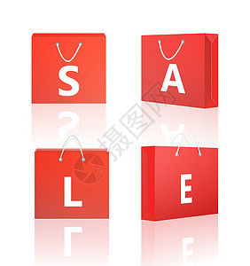 纸袋插图红色白色店铺商品销售盒子礼物纸板包装背景图片