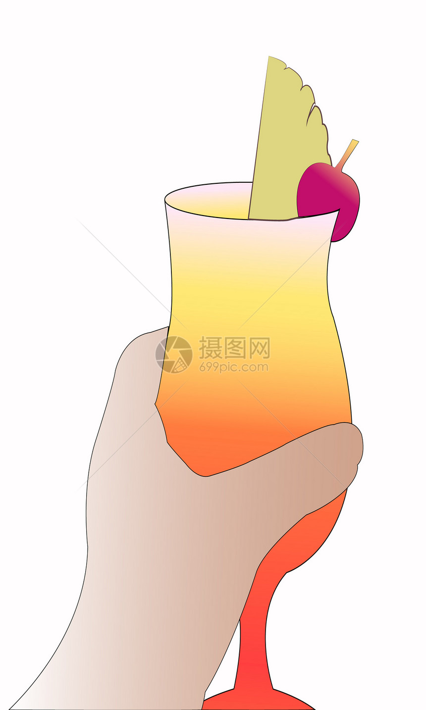 手持饮料食物菠萝男性玻璃啤酒嘶嘶下巴果汁女性男人图片