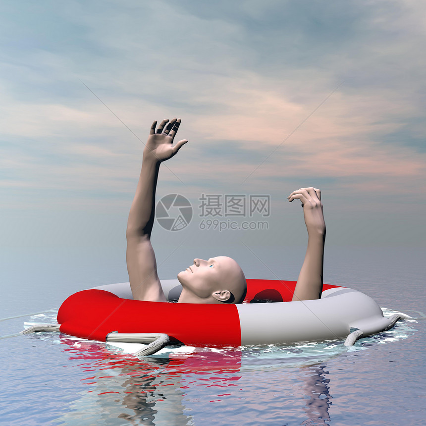人溺水 - 3D图片