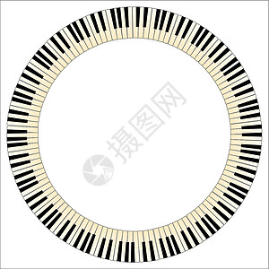 长处钢琴键圈圆形白色音乐庆典派对绘画黑色海报黄色圆圈设计图片