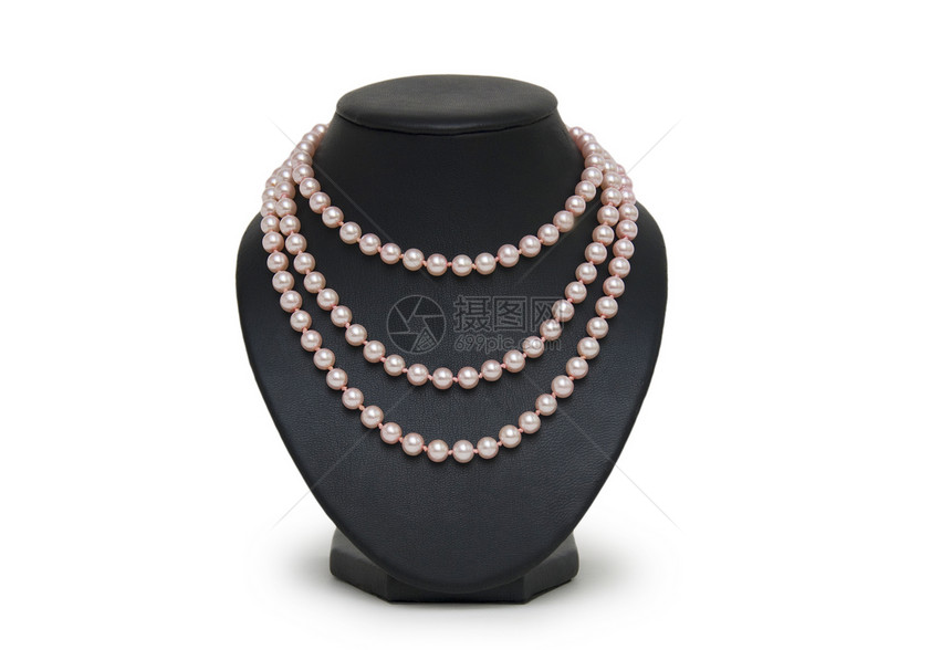 黑假发的珍珠项链被隔离手镯珠宝金子首饰白色奢华金属坡度礼物宝石图片