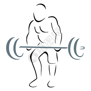 重型升降器建筑男人草图杠铃男性举重重量肌肉插图训练插画