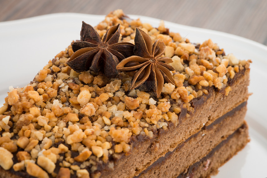 巧克力蛋糕水果蛋糕盘子糖果装饰面包八角食物棕色甜点图片