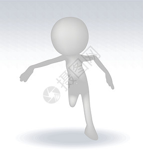 3D跑着的男子插图漫画白色紧迫感卡通片绘画形状跑步时间背景图片