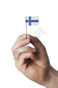 芬兰手指旗帜国籍国家蓝色背景图片