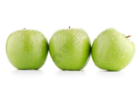 三个水滴素材三个新鲜绿苹果果汁收成餐饮剪裁保健食欲果味饮食水滴食谱背景