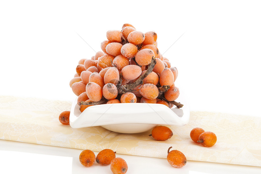 海角号餐巾浆果黄刺药品沙棘白色桌布橙子季节性鼠李图片