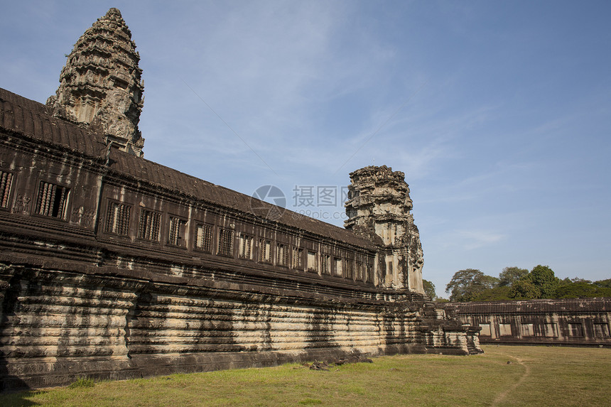 Agkor Wat 内部细节雕塑智慧石头国家历史遗产旅行建筑学宽慰考古学图片