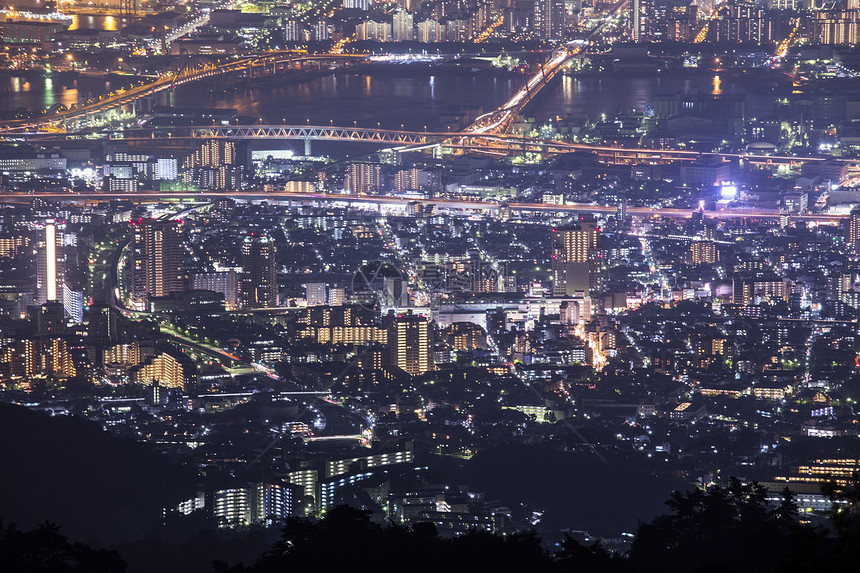 1 000万美元夜视 KOBE 日本城市六甲建筑学风景市中心地区天际建筑物公吨场景图片