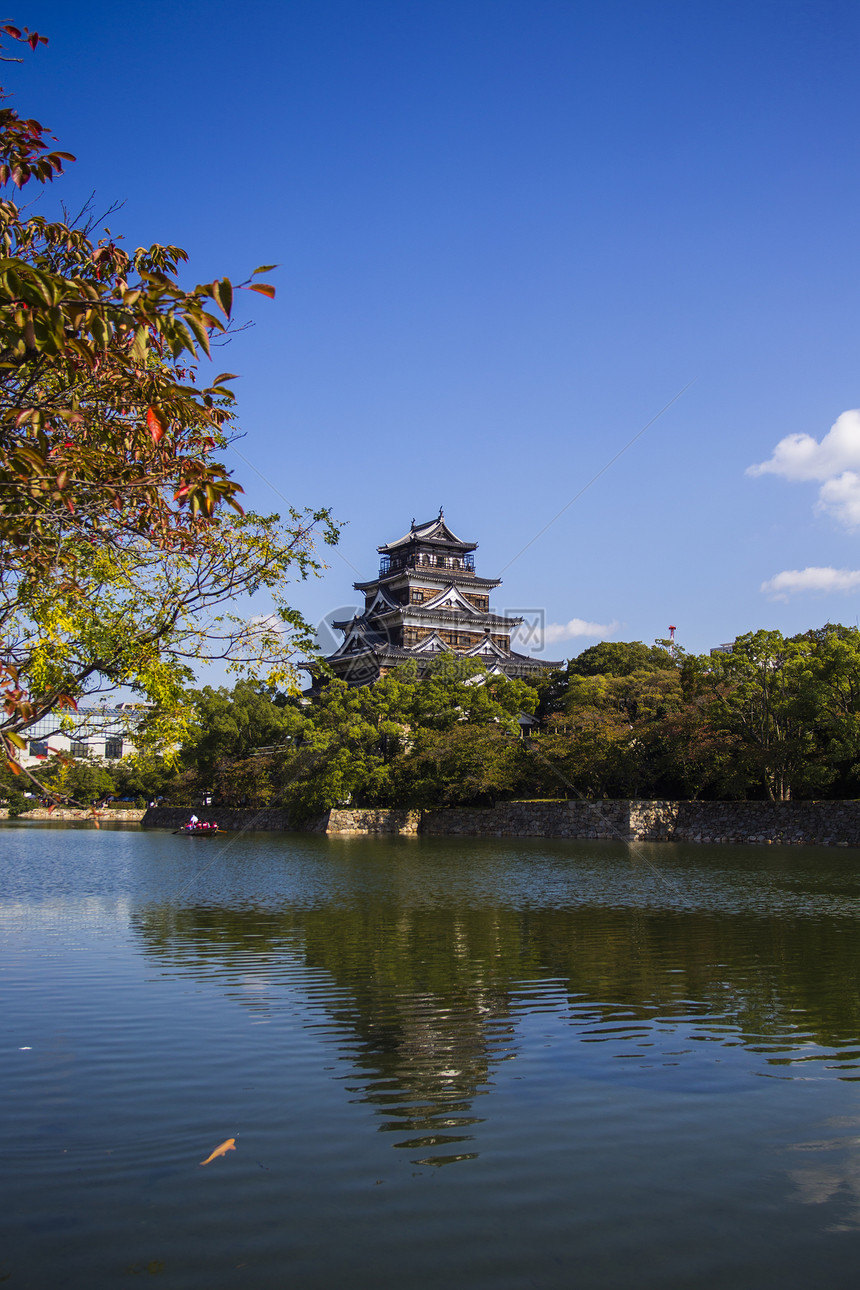 广岛城堡 日本城市正方形建筑天空鲤鱼公园堡垒历史性旅游石头图片