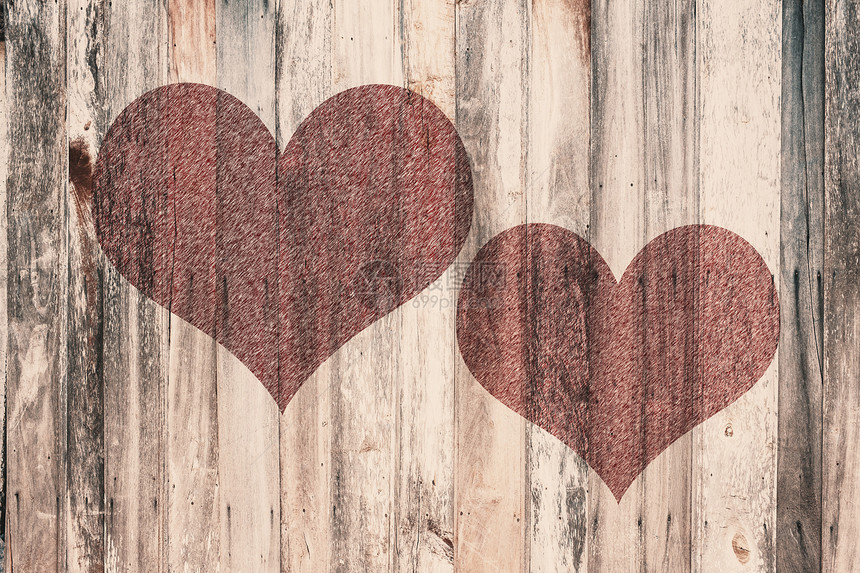 旧木原木背景纹理中的爱心地面建筑植物材料框架墙纸家具控制板团体情绪图片
