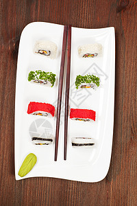 香葱腹脂寿司寿司卷寿司盘子美食海鲜香葱美味食物筷子背景