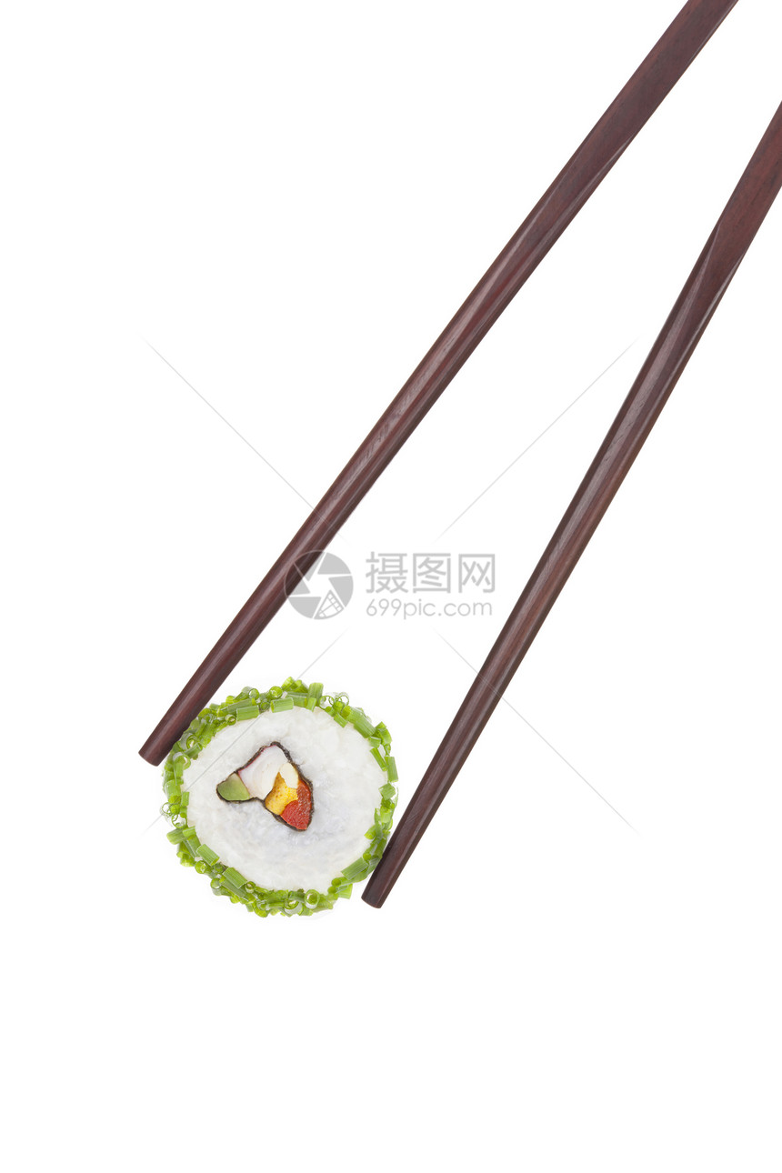 寿司片和筷子图片