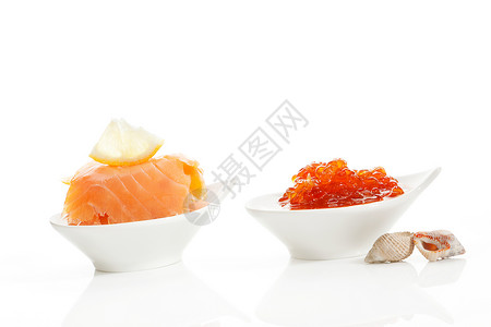 奢华的海鲜食品柠檬贝壳白色美食活力食物橙子美味熏制背景图片