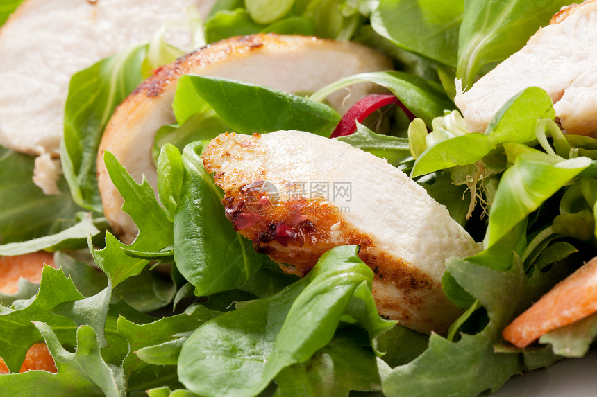 新鲜沙拉蔬菜营养美食盘子午餐食物叶子饮食小吃家禽图片