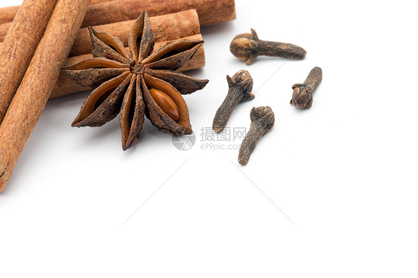 织物 香肠和肉桂星星肉桂棒种子八角芳香添加剂香气味道调味品食物图片