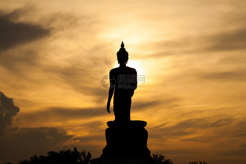 日落时佛祖文化宗教冥想阳光上帝崇拜纪念碑佛陀历史佛教徒图片