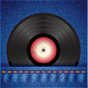 虫胶乙烯盘磁带音乐草图牛仔布店铺磁盘圆圈蓝色旋律电话插画