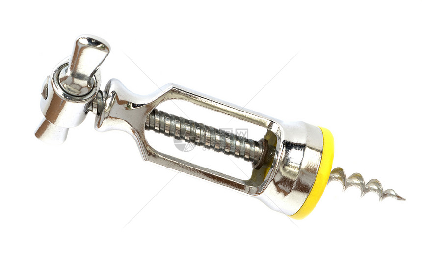金属corkscrew开场白工具螺旋螺丝用具翅膀杠杆拉拔器宏观白色图片