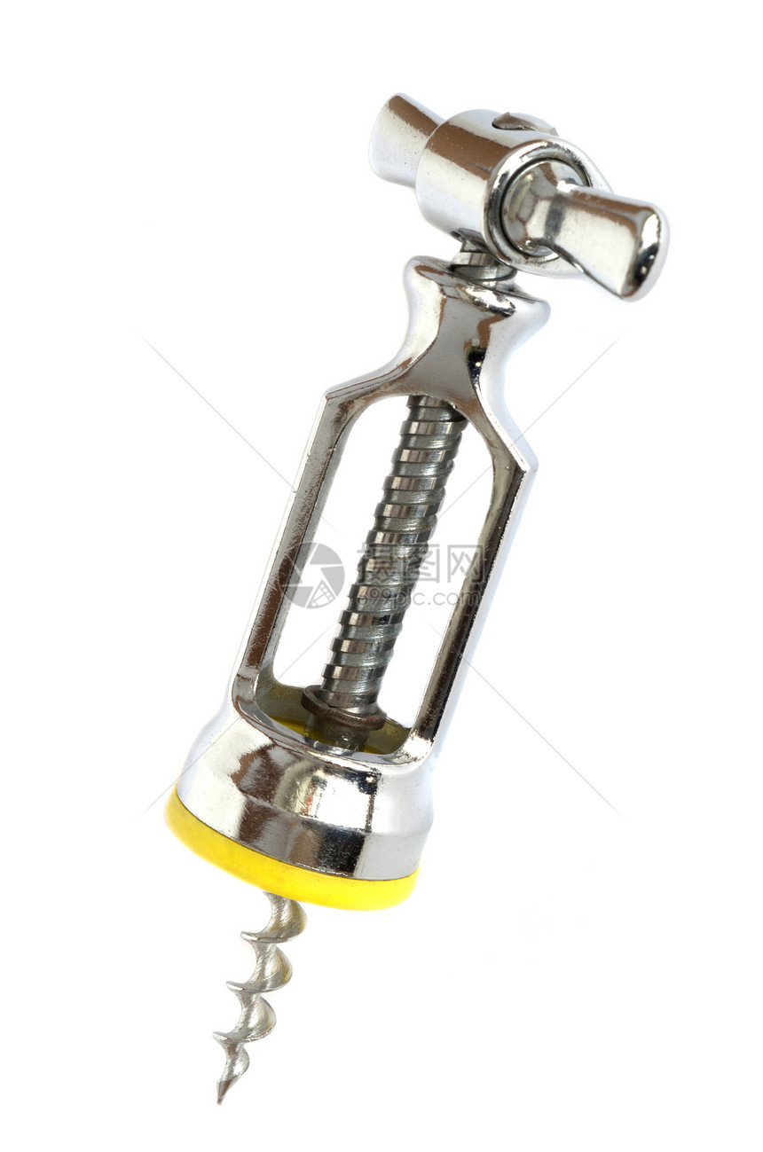 金属corkscrew用具螺旋开场白软木白色黄色翅膀工具宏观杠杆图片