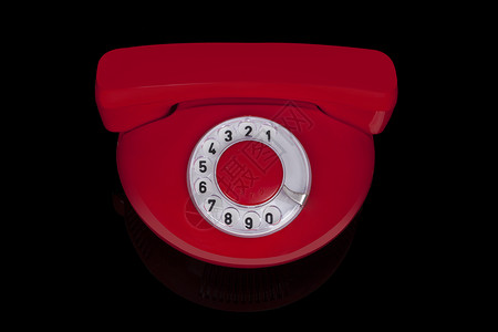 红复古电话讲话商业技术红色塑料固定电话圆形拨号黑色服务背景图片